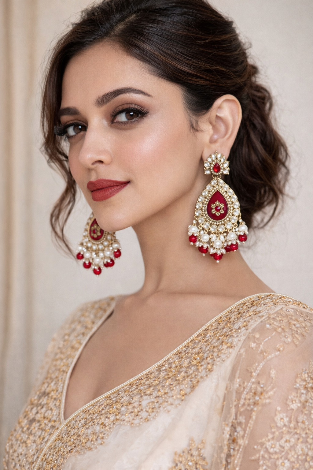 Rani Polki Earrings - detail view showing craftsmanship