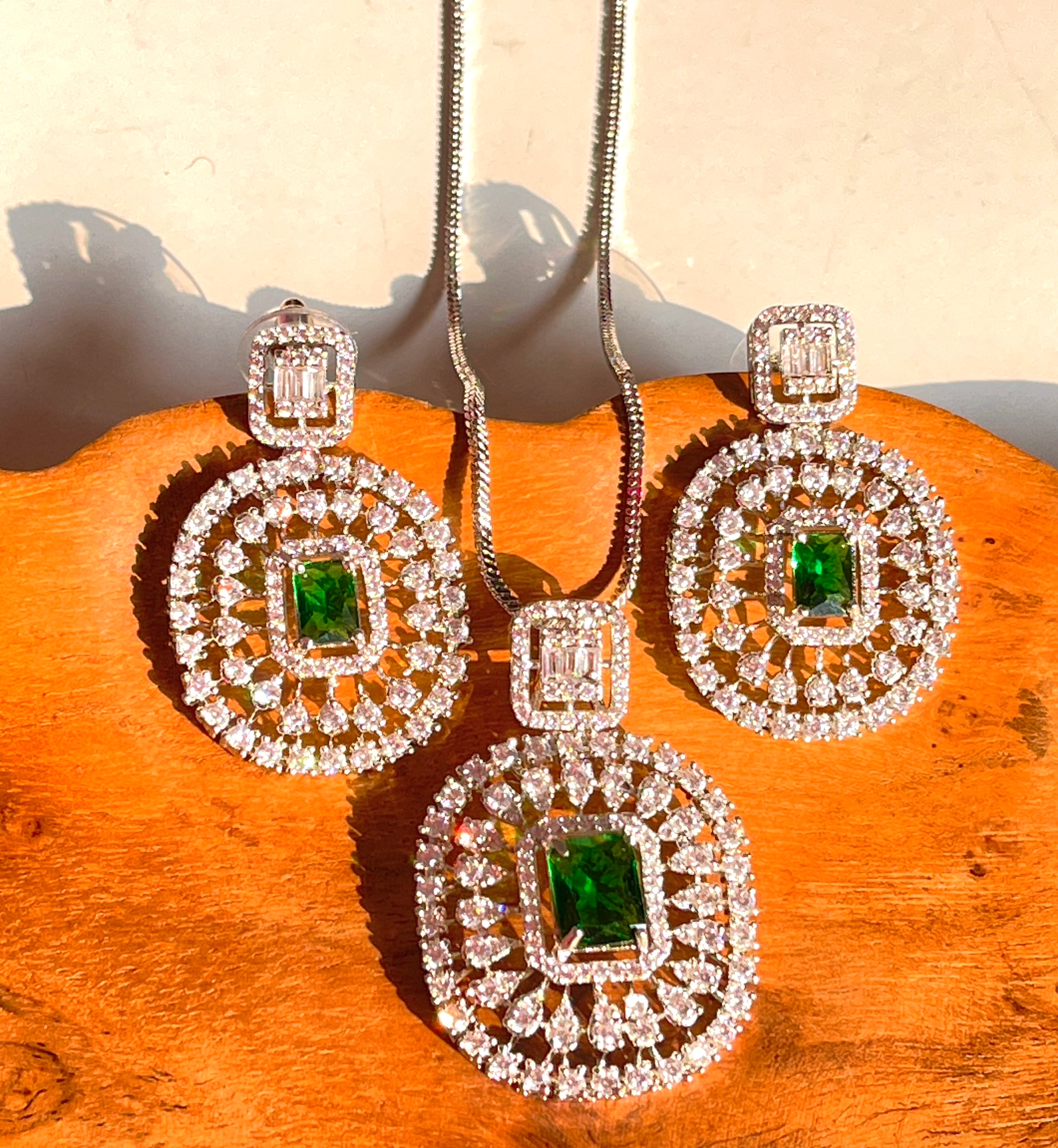 Emerald Aura - front view, handcrafted jewelry by Maisha Jewels