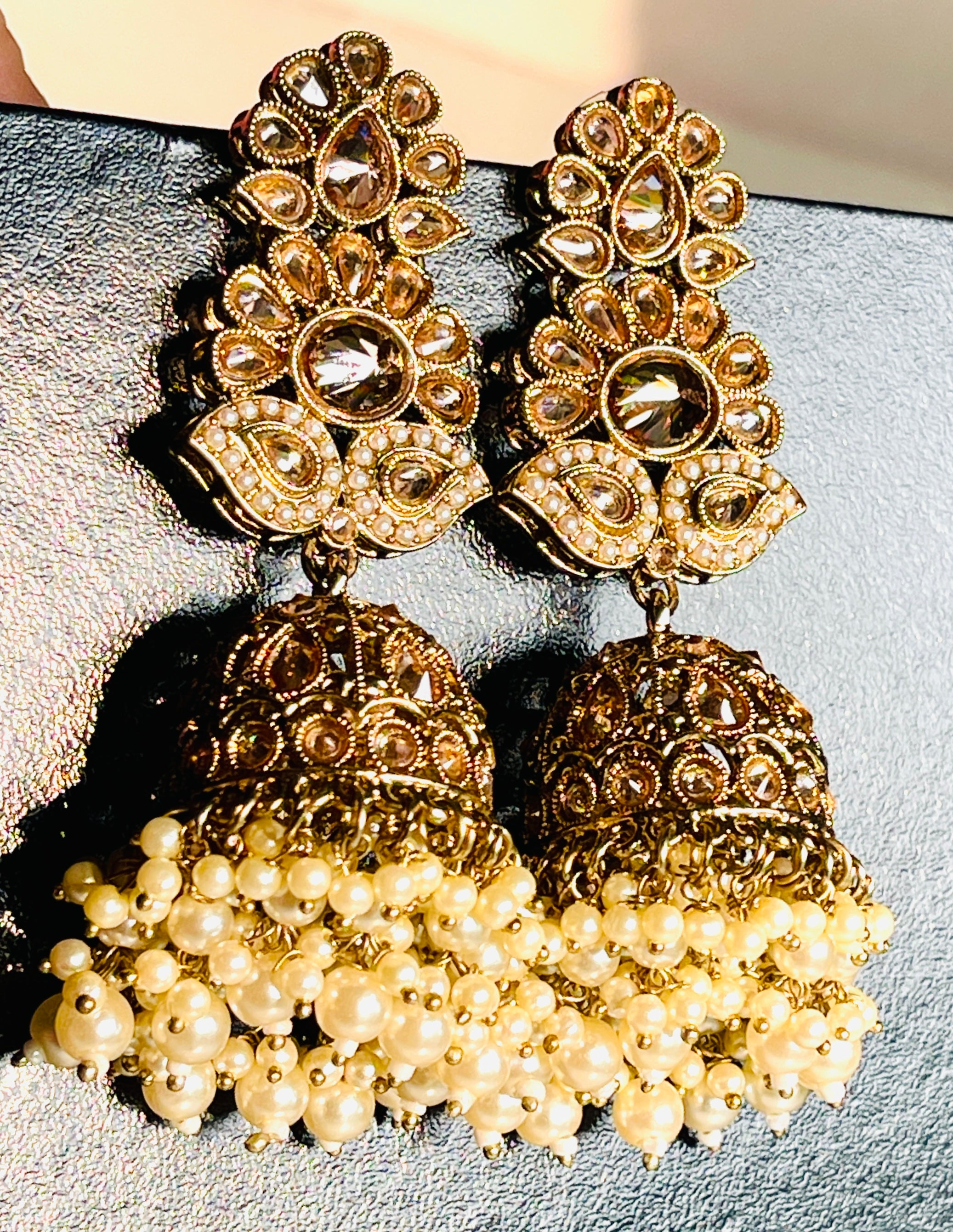 Moti Bahar Jhumke - detail view showing craftsmanship