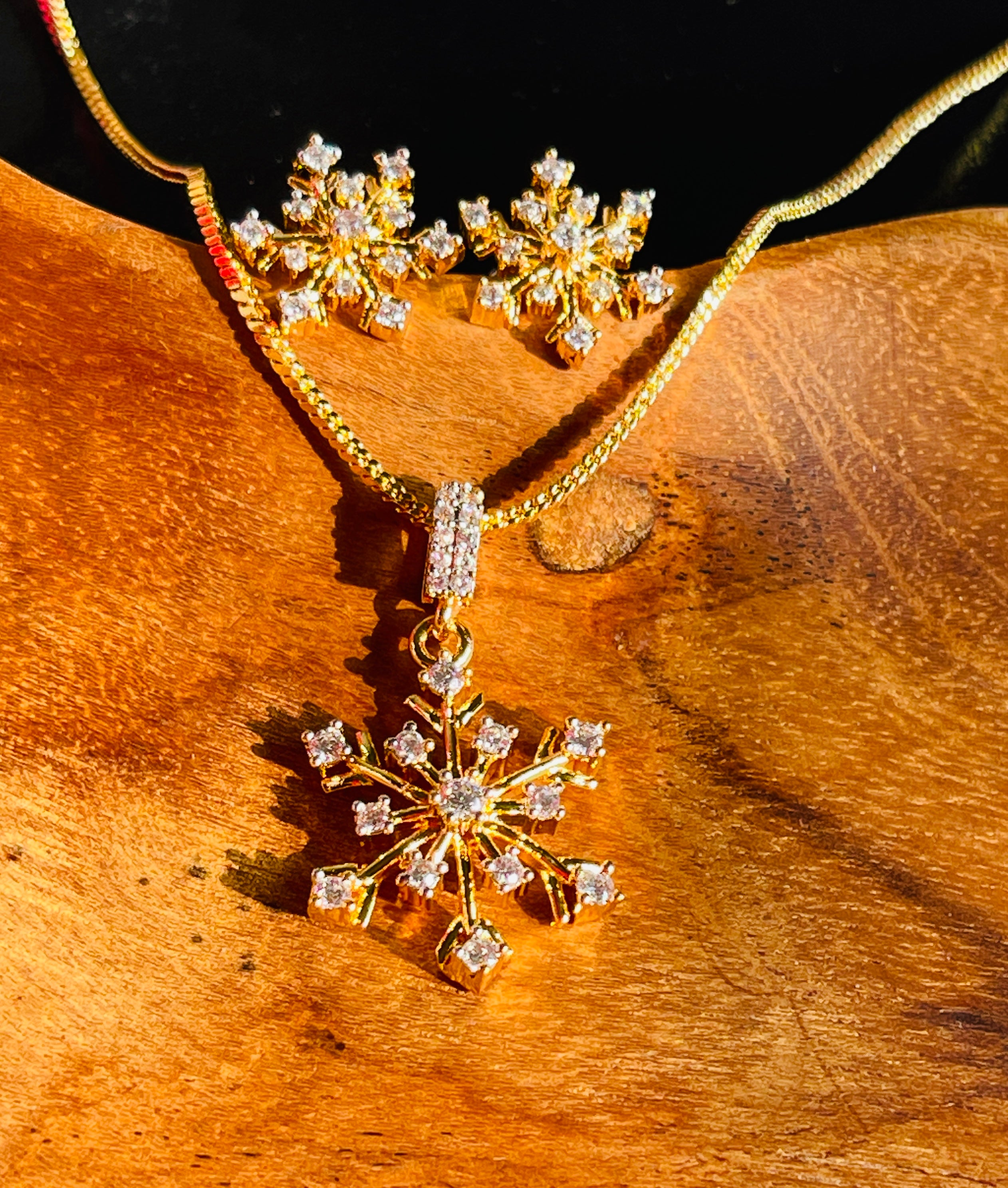 Golden Snowflakes Pendant Set - styled look