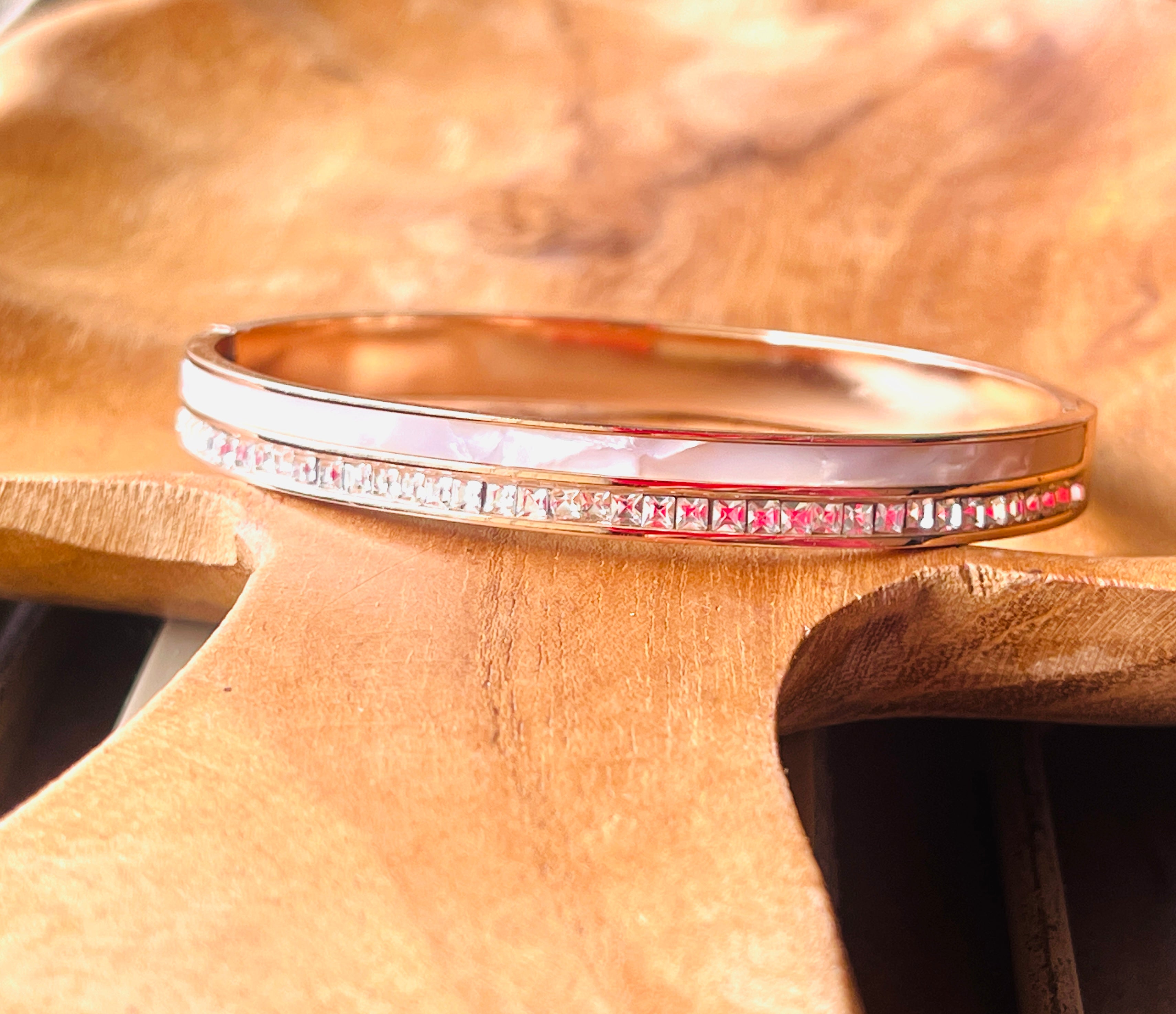 Mother of Pearls with American Diamonds Bracelet - front view, handcrafted jewelry by Maisha Jewels