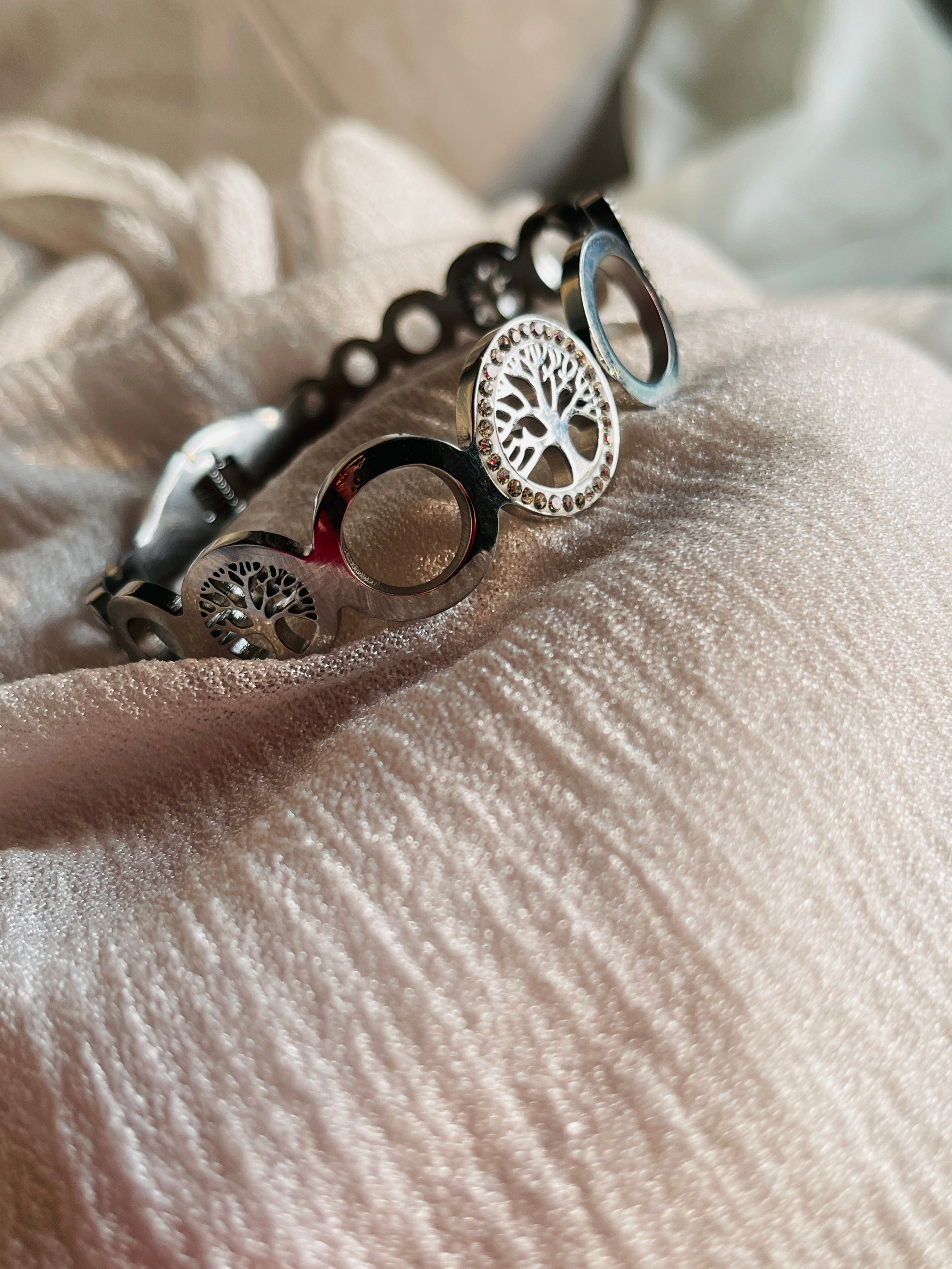 Playful Silver Circles Bracelet - complete set with matching pieces