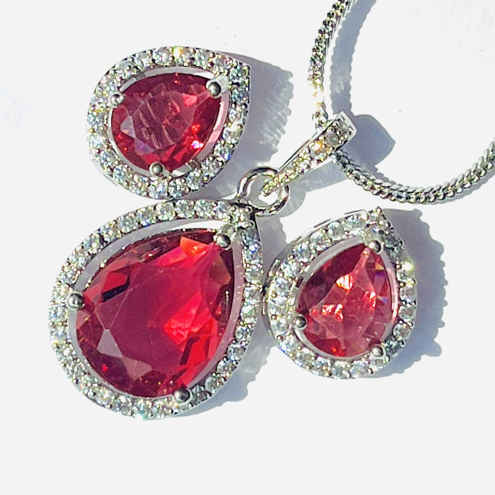 Blazing Red Aurora Drops Grand Pendant Set - handcrafted jewellery