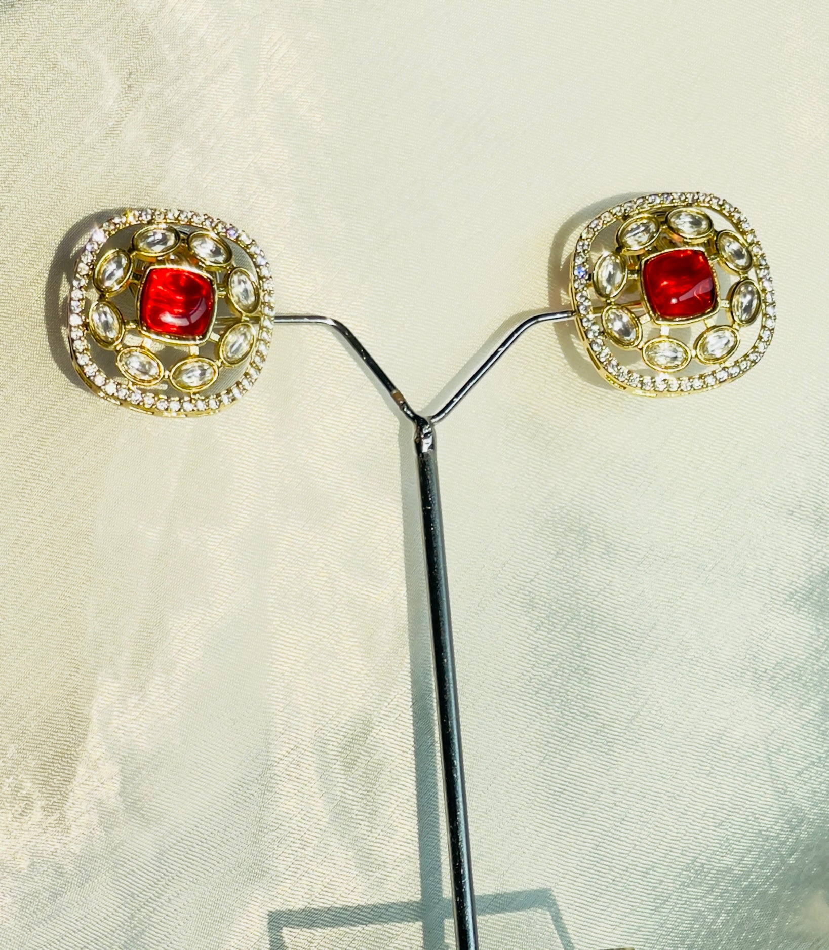 Ruby Polki Studs - complete set with matching pieces