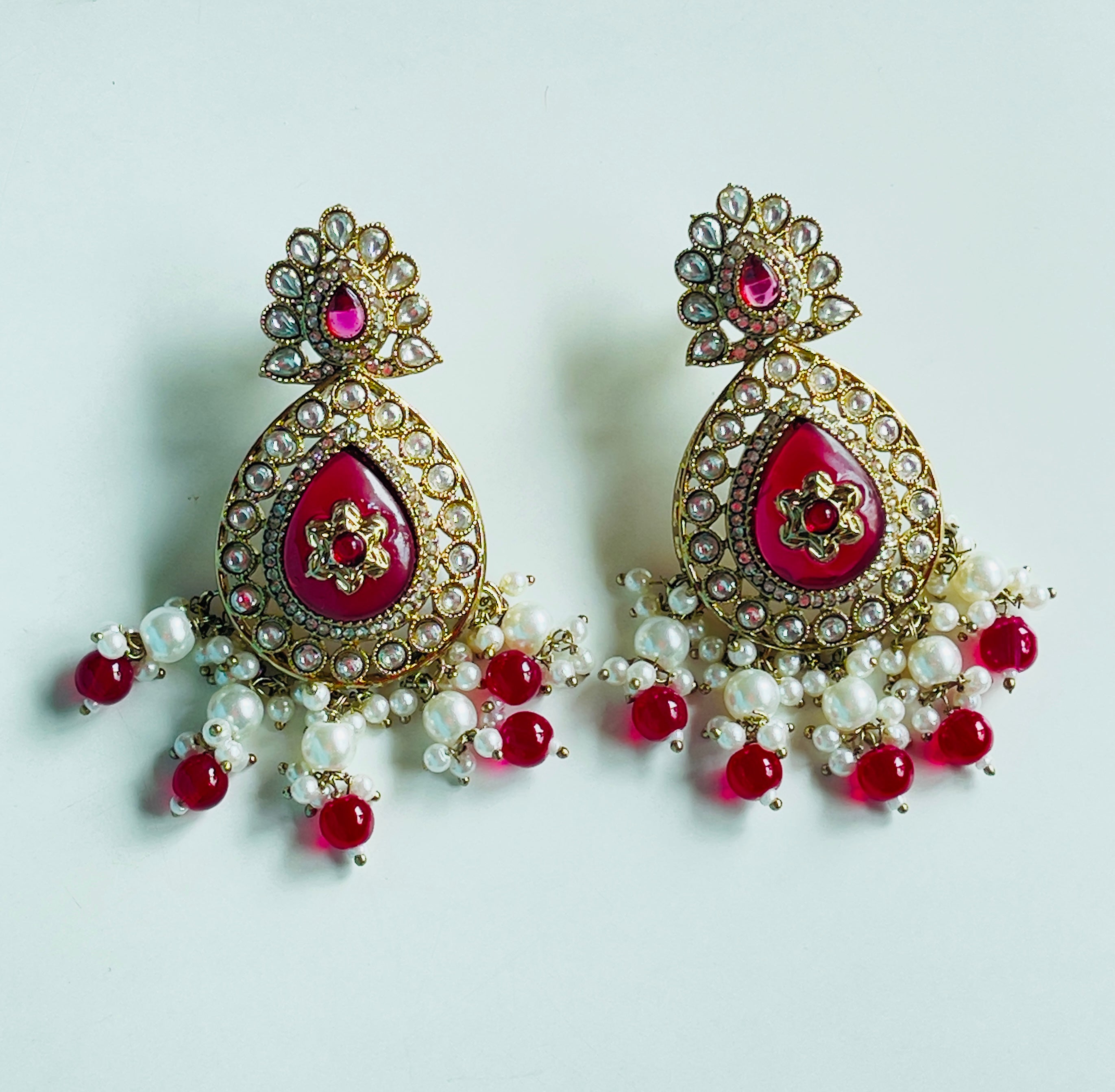 Rani Polki Earrings - complete set with matching pieces