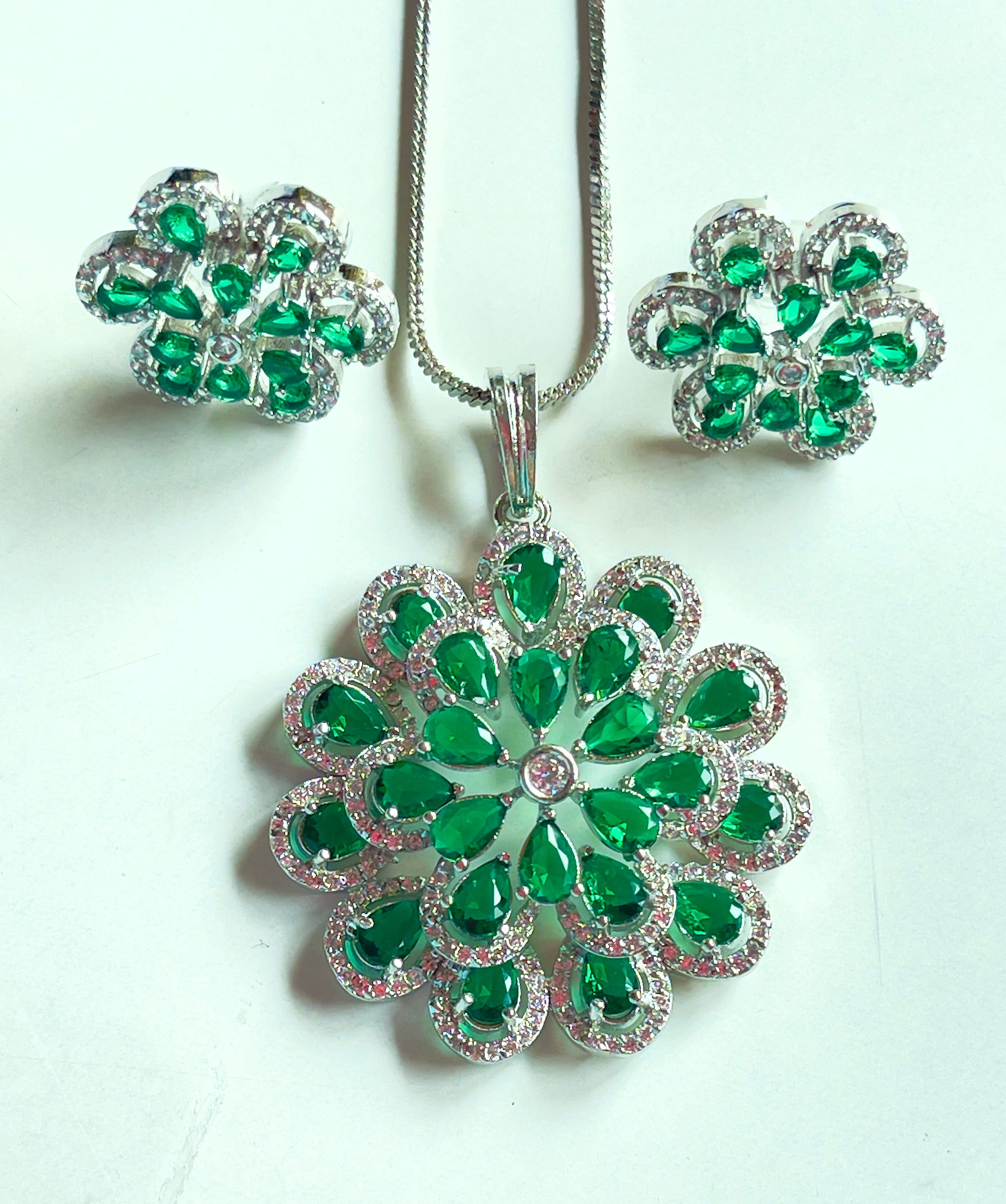Emerald Bloom - front view, handcrafted jewelry by Maisha Jewels