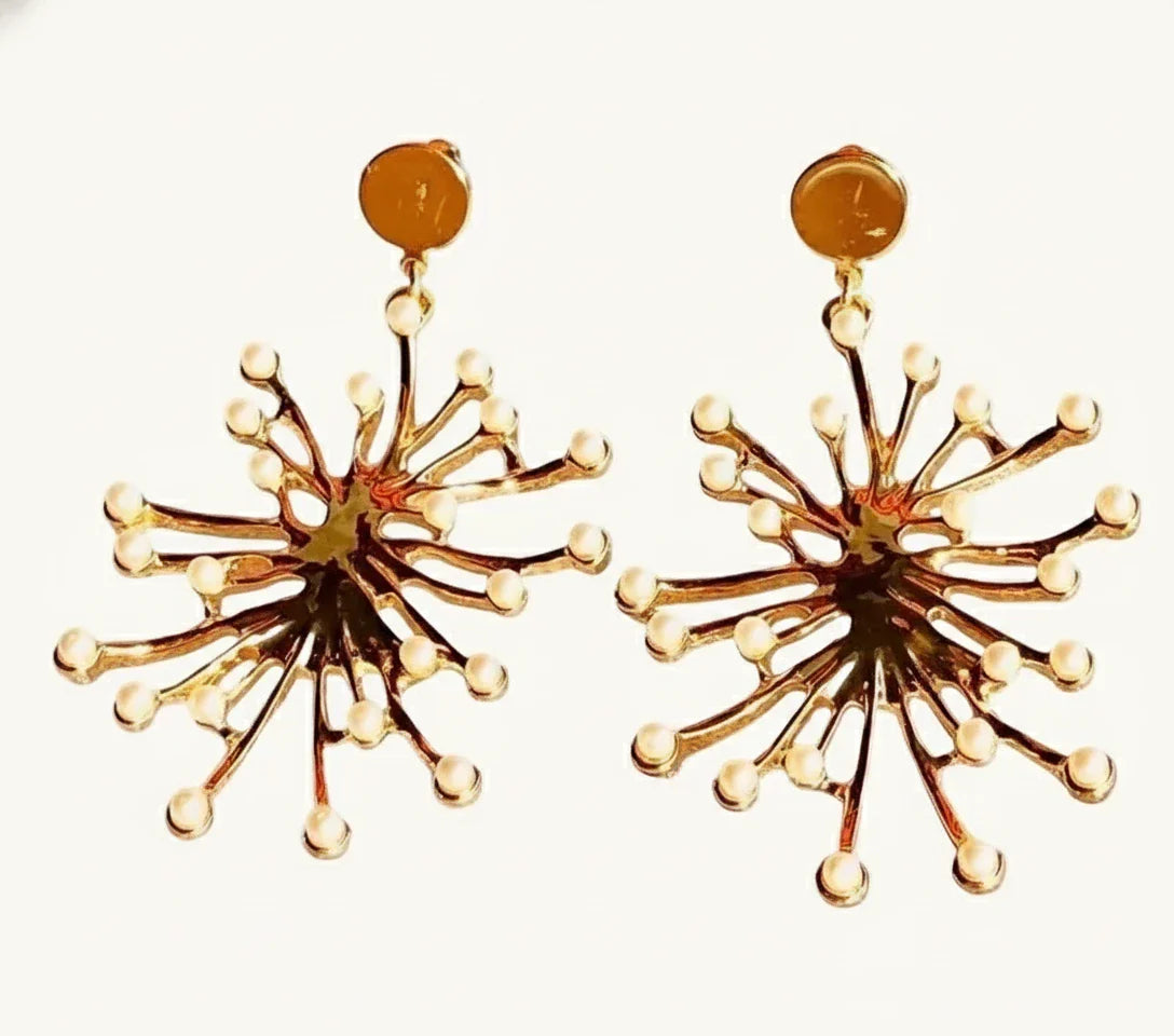 Rose gold dangling earrings with pearl accents, elegant gold and pearl dangling earrings for formal wear